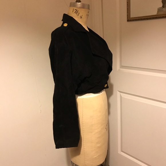 Vintage suede short black jacket - Picture 4 of 4